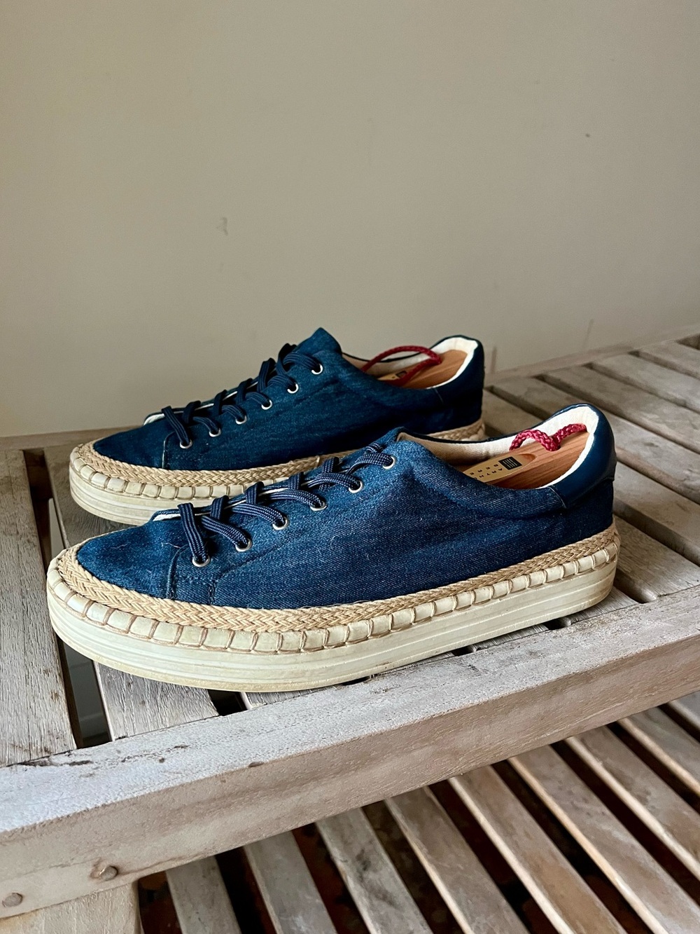 Sam Edelman Kavi Platform Espadrille Sneakers Denim Blue 8.5 Rope Sole - Picture 3 of 16